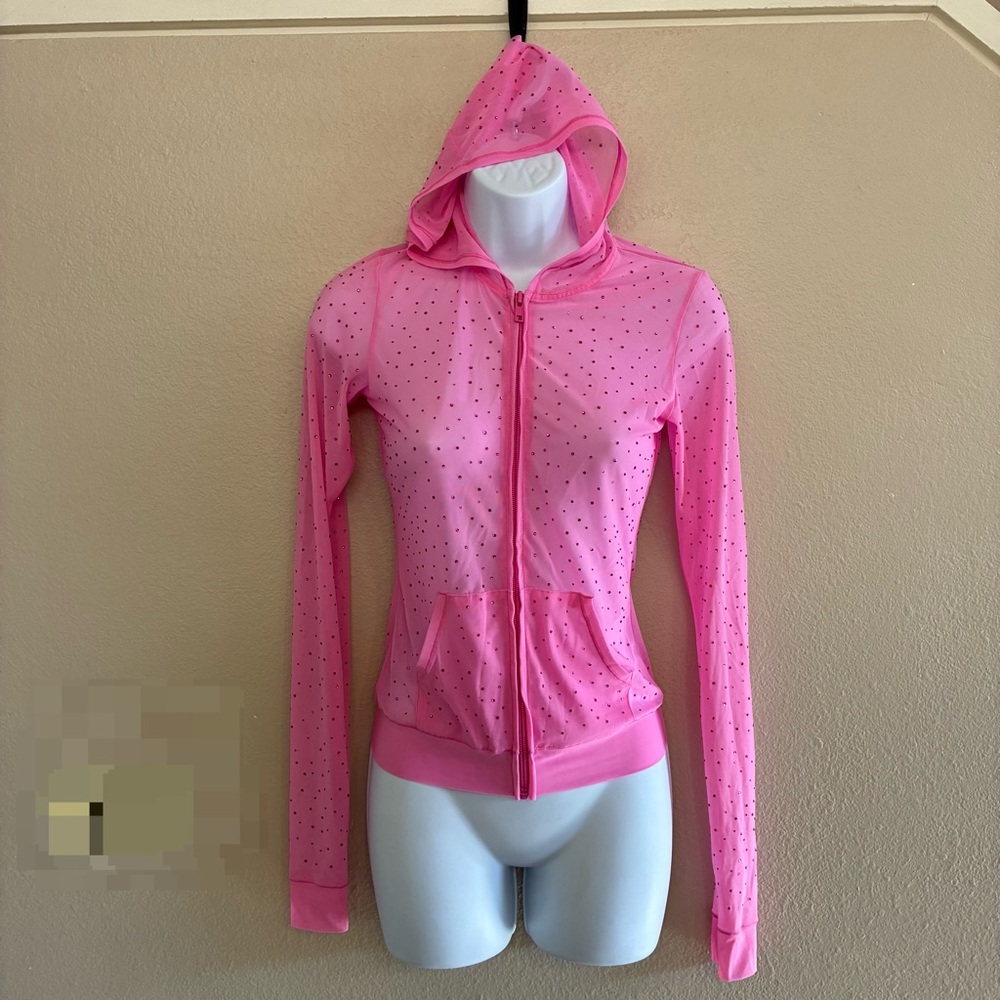 SKIMS Mesh Rhinestone Taffy Swim Cover Up Zip Up hoodie - Picture 4 of 16